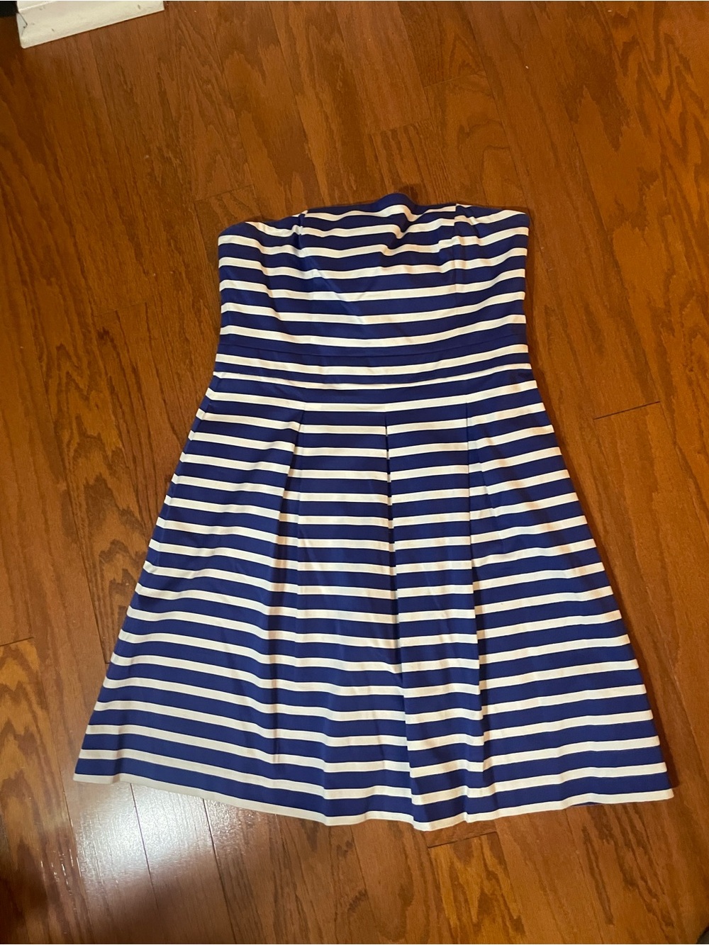 GAP Blue and White Striped Strapless Dress